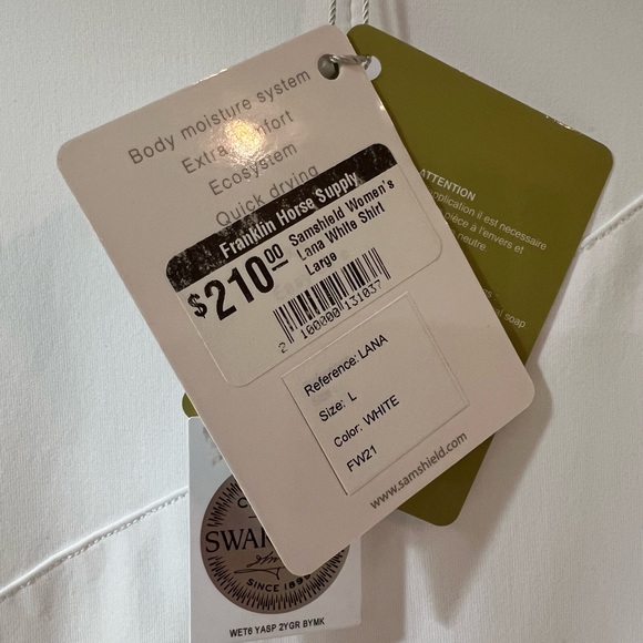 Samshield Lana Women's White Long Sleeve Riding/ Competition Shirt NEW with tags - Picture 8 of 8